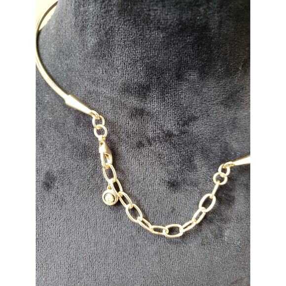 Women's Gold Collar Necklace Crystal Teardrop Pendant Lobster Clasp Elegant - Picture 6 of 6